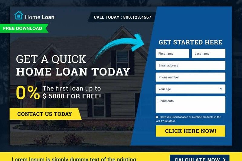 Free Download: Finance (Home Loan) Landing Page Template (PSD+HTML)