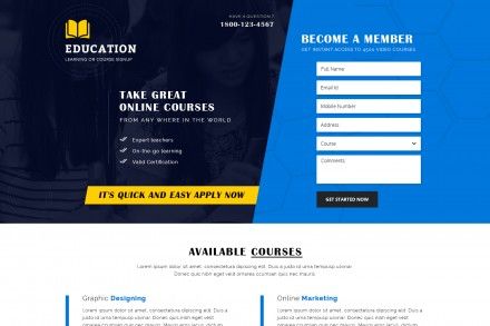 Online Web Designing Courses Landing Page