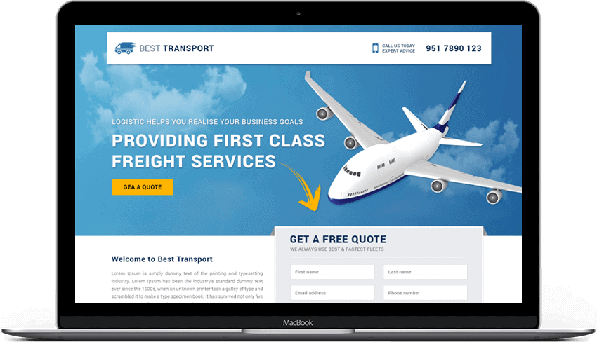 Responsive Freight Services Landing Page 