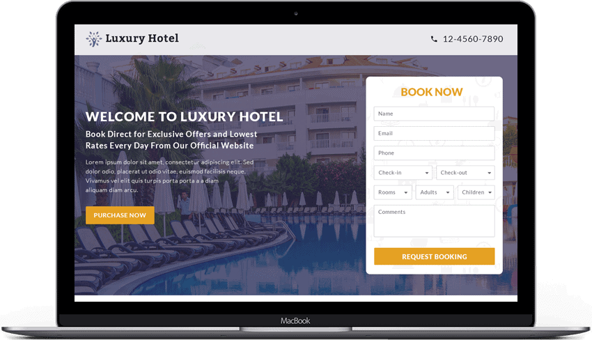 Responsive Luxury Hotel Landing Page Designs 