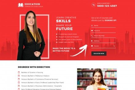 Online Educational Courses Sign Up Landing Page