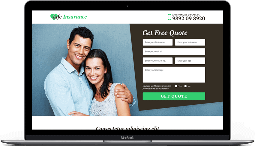 Landing Page Design For Life Insurance Website 