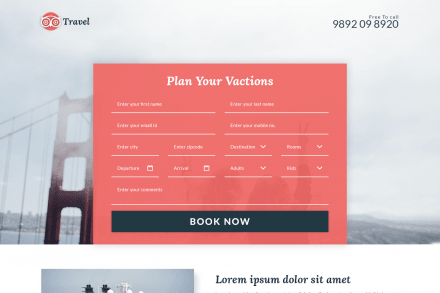 Travel Enquiry Form Landing Page Design