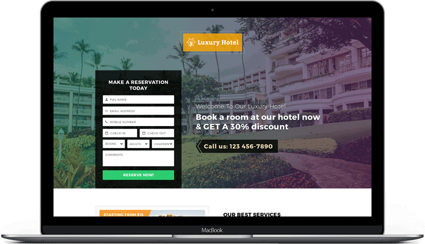 Responsive Luxury Hotel Landing Page Template 