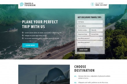 Responsive Travel Booking Landing page Template