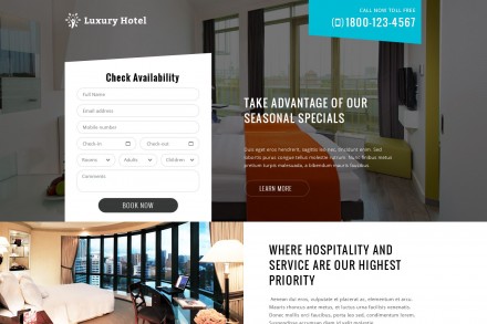 Hotel Booking Enquiry Form Landing page Template