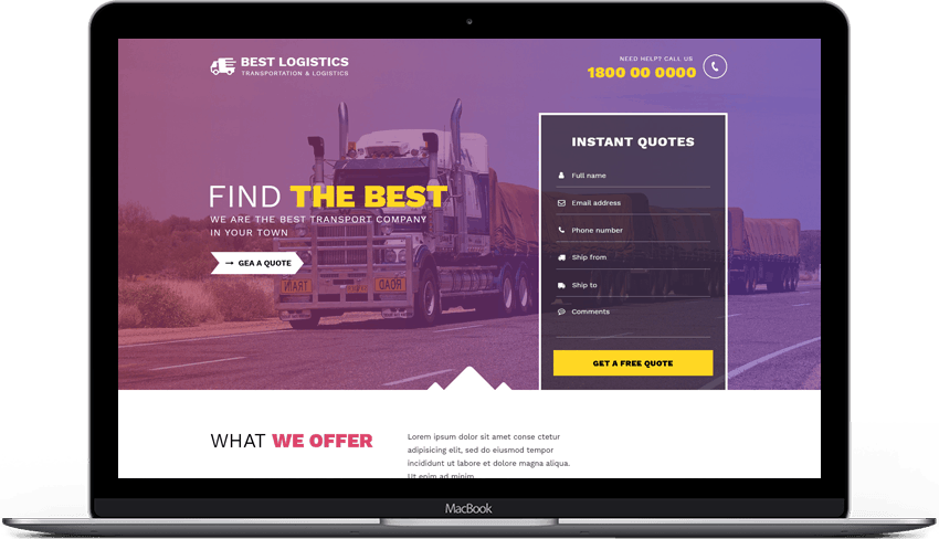Best Transportation Logistics Landing Page Theme 
